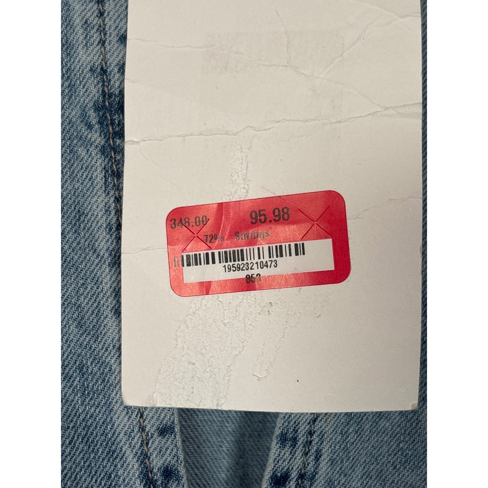 FRAME Breezy Denim Mini Dress Light Wash Blue Cotton V-Neck Belted XS KMDR029 - Picture 4 of 7